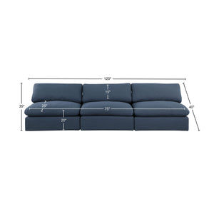Comfy Navy Linen Textured Fabric Modular Sofa 187Navy-S117 Meridian Furniture
