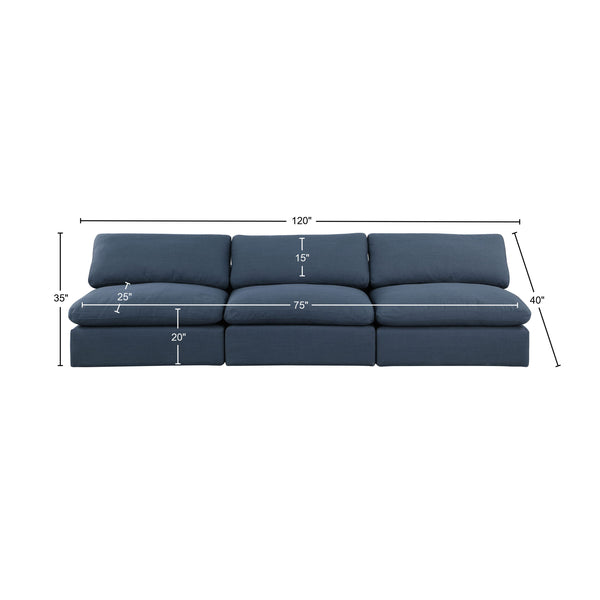 Comfy Navy Linen Textured Fabric Modular Sofa 187Navy-S117 Meridian Furniture