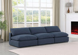 Comfy Navy Linen Textured Fabric Modular Sofa 187Navy-S117 Meridian Furniture