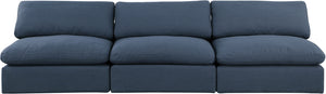 Comfy Navy Linen Textured Fabric Modular Sofa 187Navy-S117 Meridian Furniture