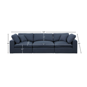 Comfy Navy Linen Textured Fabric Modular Sofa 187Navy-S119 Meridian Furniture