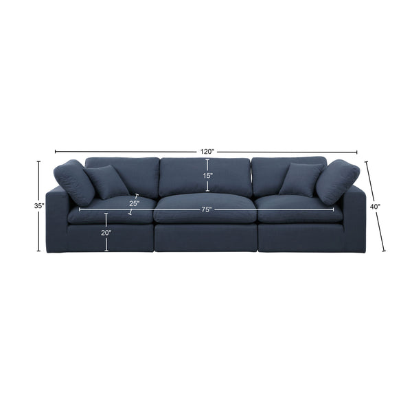 Comfy Navy Linen Textured Fabric Modular Sofa 187Navy-S119 Meridian Furniture