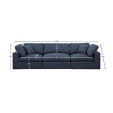 Comfy Navy Linen Textured Fabric Modular Sofa 187Navy-S119 Meridian Furniture