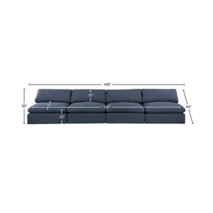 Comfy Navy Linen Textured Fabric Modular Sofa 187Navy-S156 Meridian Furniture
