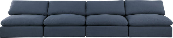 Comfy Navy Linen Textured Fabric Modular Sofa 187Navy-S156 Meridian Furniture