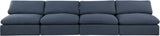 Comfy Navy Linen Textured Fabric Modular Sofa 187Navy-S156 Meridian Furniture