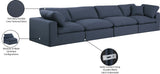 Comfy Navy Linen Textured Fabric Modular Sofa 187Navy-S158 Meridian Furniture