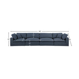 Comfy Navy Linen Textured Fabric Modular Sofa 187Navy-S158 Meridian Furniture