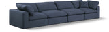 Comfy Navy Linen Textured Fabric Modular Sofa 187Navy-S158 Meridian Furniture