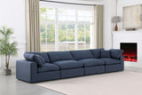 Comfy Navy Linen Textured Fabric Modular Sofa 187Navy-S158 Meridian Furniture