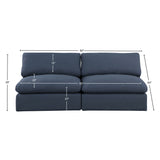 Comfy Navy Linen Textured Fabric Modular Sofa 187Navy-S78 Meridian Furniture