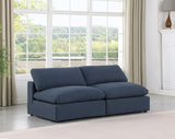 Comfy Navy Linen Textured Fabric Modular Sofa 187Navy-S78 Meridian Furniture