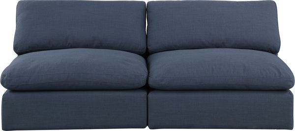 Comfy Navy Linen Textured Fabric Modular Sofa 187Navy-S78 Meridian Furniture