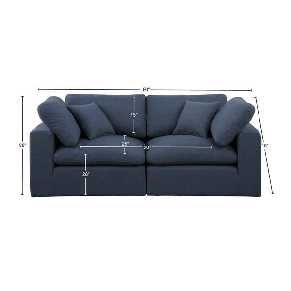 Comfy Navy Linen Textured Fabric Modular Sofa 187Navy-S80 Meridian Furniture