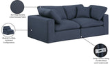 Comfy Navy Linen Textured Fabric Modular Sofa 187Navy-S80 Meridian Furniture