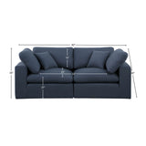 Comfy Navy Linen Textured Fabric Modular Sofa 187Navy-S80 Meridian Furniture