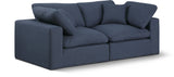 Comfy Navy Linen Textured Fabric Modular Sofa 187Navy-S80 Meridian Furniture