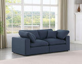 Comfy Navy Linen Textured Fabric Modular Sofa 187Navy-S80 Meridian Furniture