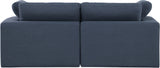 Comfy Navy Linen Textured Fabric Modular Sofa 187Navy-S80 Meridian Furniture