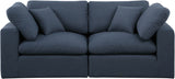 Comfy Navy Linen Textured Fabric Modular Sofa 187Navy-S80 Meridian Furniture