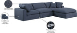 Comfy Navy Linen Textured Fabric Modular Sectional 187Navy-Sec4A Meridian Furniture