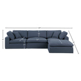 Comfy Navy Linen Textured Fabric Modular Sectional 187Navy-Sec4A Meridian Furniture