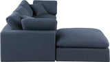 Comfy Navy Linen Textured Fabric Modular Sectional 187Navy-Sec4A Meridian Furniture