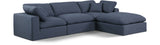 Comfy Navy Linen Textured Fabric Modular Sectional 187Navy-Sec4A Meridian Furniture