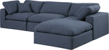 Comfy Navy Linen Textured Fabric Modular Sectional 187Navy-Sec4A Meridian Furniture