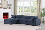 Comfy Navy Linen Textured Fabric Modular Sectional 187Navy-Sec4A Meridian Furniture