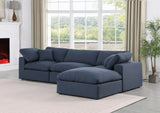 Comfy Navy Linen Textured Fabric Modular Sectional 187Navy-Sec4A Meridian Furniture