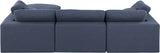 Comfy Navy Linen Textured Fabric Modular Sectional 187Navy-Sec4A Meridian Furniture