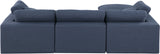 Comfy Navy Linen Textured Fabric Modular Sectional 187Navy-Sec4A Meridian Furniture