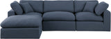 Comfy Navy Linen Textured Fabric Modular Sectional 187Navy-Sec4A Meridian Furniture