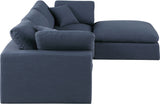 Comfy Navy Linen Textured Fabric Modular Sectional 187Navy-Sec4A Meridian Furniture