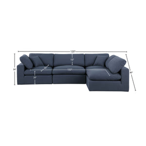 Comfy Navy Linen Textured Fabric Modular Sectional 187Navy-Sec4B Meridian Furniture