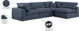 Comfy Navy Linen Textured Fabric Modular Sectional 187Navy-Sec4B Meridian Furniture