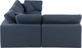 Comfy Navy Linen Textured Fabric Modular Sectional 187Navy-Sec4B Meridian Furniture