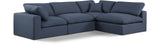 Comfy Navy Linen Textured Fabric Modular Sectional 187Navy-Sec4B Meridian Furniture