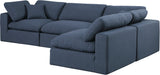 Comfy Navy Linen Textured Fabric Modular Sectional 187Navy-Sec4B Meridian Furniture