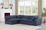 Comfy Navy Linen Textured Fabric Modular Sectional 187Navy-Sec4B Meridian Furniture