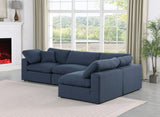 Comfy Navy Linen Textured Fabric Modular Sectional 187Navy-Sec4B Meridian Furniture