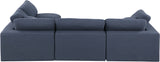 Comfy Navy Linen Textured Fabric Modular Sectional 187Navy-Sec4B Meridian Furniture