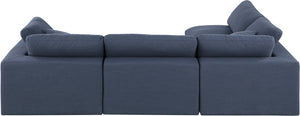 Comfy Navy Linen Textured Fabric Modular Sectional 187Navy-Sec4B Meridian Furniture