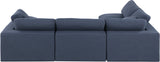 Comfy Navy Linen Textured Fabric Modular Sectional 187Navy-Sec4B Meridian Furniture