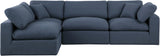 Comfy Navy Linen Textured Fabric Modular Sectional 187Navy-Sec4B Meridian Furniture