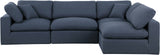 Comfy Navy Linen Textured Fabric Modular Sectional 187Navy-Sec4B Meridian Furniture