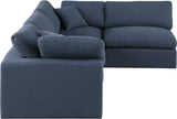 Comfy Navy Linen Textured Fabric Modular Sectional 187Navy-Sec4B Meridian Furniture