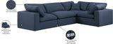 Comfy Navy Linen Textured Fabric Modular Sectional 187Navy-Sec4C Meridian Furniture