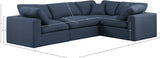 Comfy Navy Linen Textured Fabric Modular Sectional 187Navy-Sec4C Meridian Furniture